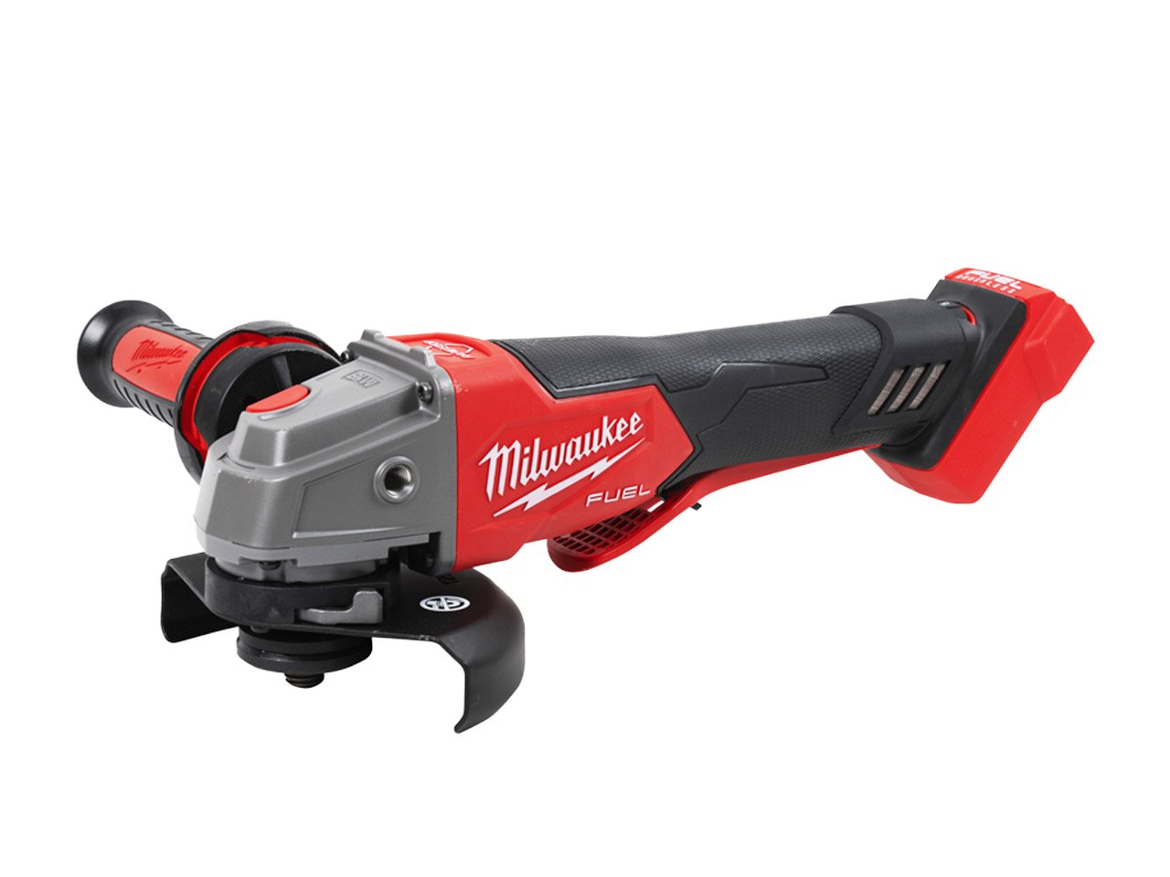 Milwaukee M18 FUEL 115mm Variable Speed Angle Grinder with paddle switch, 5-speed dial, RAPIDSTOP™ brake, and anti-vibration handle for controlled, powerful grinding and rust or paint removal. Milwaukee M18 FUEL 115mm Variable Speed Angle Grinder with paddle switch, 5-speed dial, RAPIDSTOP™ brake, and anti-vibration handle for controlled, powerful grinding and rust or paint removal.